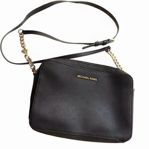 Used Authentic Michael Kors Project Black Crossbody Bag with Gold Chain